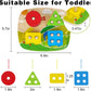 Educational Toddler Toys for Boys Girls Age 1 2 3 4 and Up, Wooden Shape Color Recognition Preschool Stack and Sort Geometric Board Blocks for Kids Children, Non-Toxic