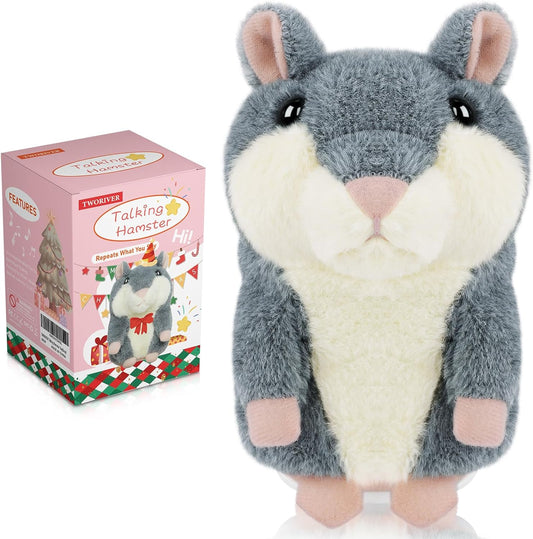 Toddler Toys Talking Hamster Repeats What You Say,Toys for 2 3 4 5 6 Year Old Girl Boy Birthday Gifts Ideas,Christmas Stocking Stuffers for Adults Kids Teens,Stuffed Animals Plush Toy (Gray)