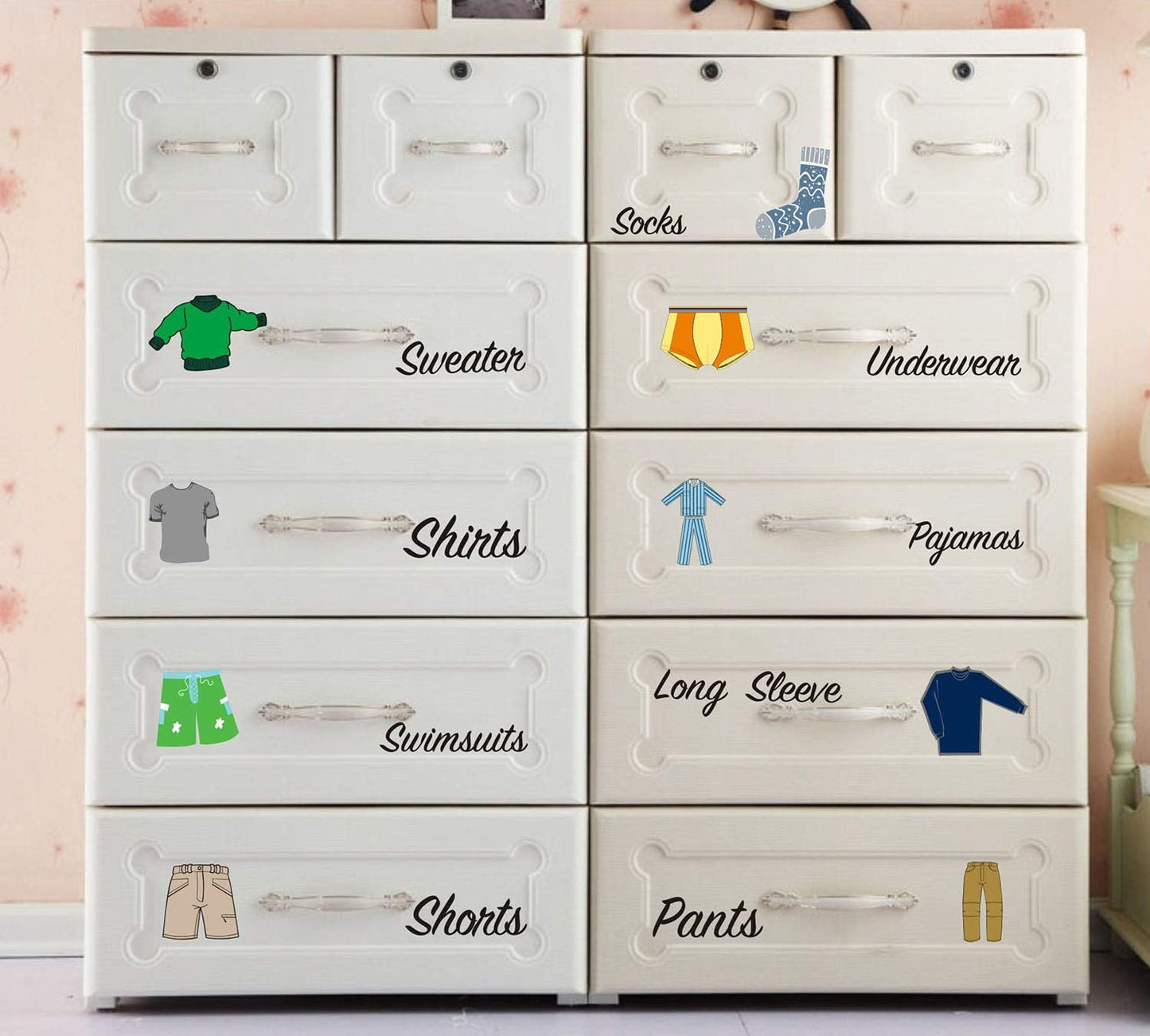 Boy Decals Dresser Clothing Decals Labels Dresser Labels Kids Drawer Stickers Organizing Decals