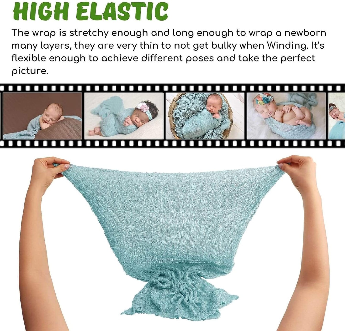 Newborn Baby Stretch Wrap Photo Props Wrap-Baby Photography Props (Blue-Grey)