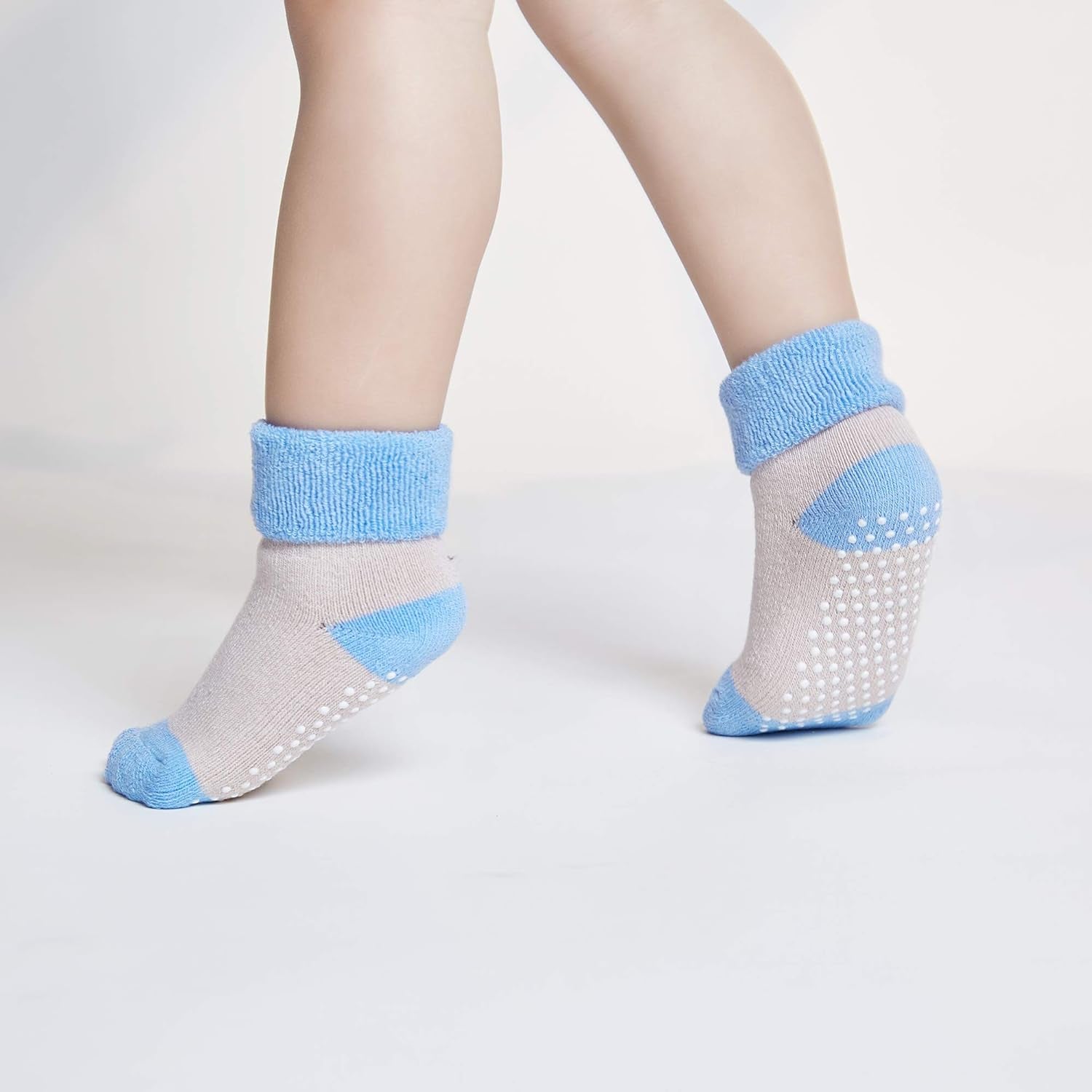 Baby Toddler Kids Ankle Crew Socks with Grips Unisex Warm Thick Cotton Winter Socks 0-10T 6/8 Pack