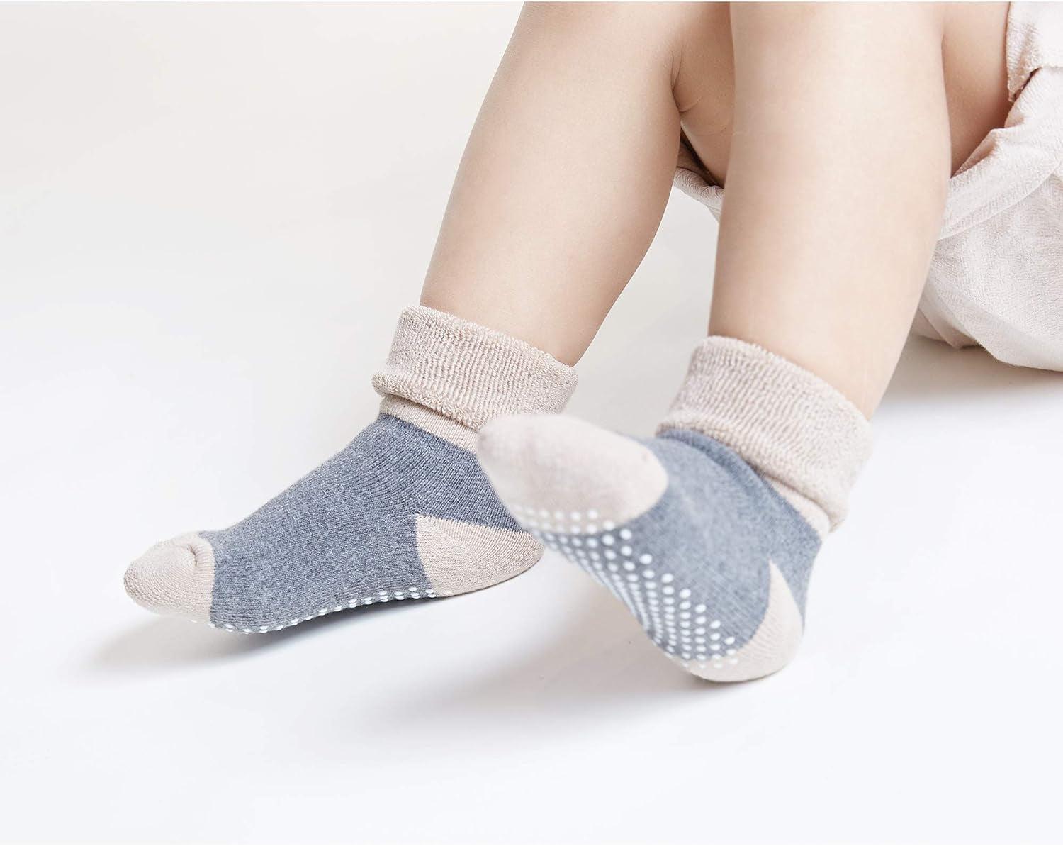 Baby Toddler Kids Ankle Crew Socks with Grips Unisex Warm Thick Cotton Winter Socks 0-10T 6/8 Pack