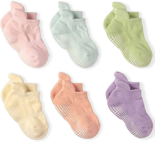 Non Slip Grip Ankle Boys and Girls Socks with Non Skid for Babies Toddlers and Kids Back to School