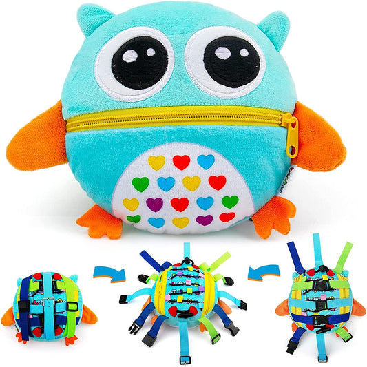 Sensory Buckle Pillow Zipper Toys for Toddlers 1-3, Toddler Travel Toys for Plane Keep Baby Busy Toys for Autistic Kids - Develop Fine Motor and Problem-Solving Skills