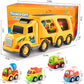 Construction Truck Toys for 3 4 5 6 Year Old Boys, 5-In-1 Friction Power Toy for Kids 3-5, Carrier Truck Cars for Toddlers 3+, Kids Toys Set for Age 3-9, Christmas for 3+