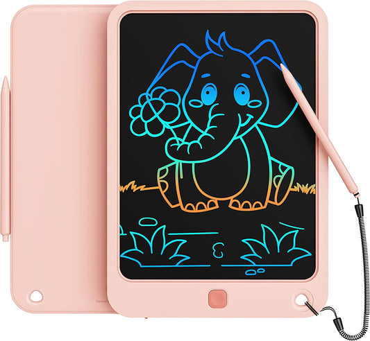 LCD Writing Tablet 10 Inch, Toys for 3 4 5 6 7 8 9 10 Year Old Boys Girls, Colorful Doodle Board Drawing Tablet, Gift for Boys Toddlers Age 3-12 Years, Memo Board, Drawing Pads with Lanyard (Pink)